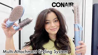 TESTING NEW CONAIR MULTATTACHMENT STYLING SYSTEM ON CURLY HAIR  WORTH 100 🤔 [upl. by Inamik]