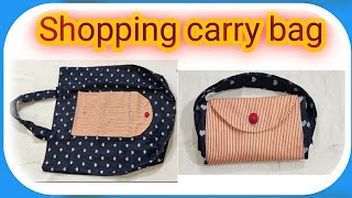 How to make a foldable shopping bag  How to sew a foldable shopping bag cutting and stitching [upl. by Ahsait292]