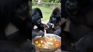 Orangutans eat hot pot [upl. by Holmes]