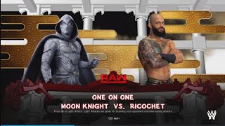 WWE 2K24 Ricochet vs Moon knight USW Backyard wrestling match Gameplay [upl. by Miculek742]