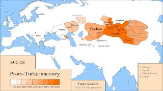 The History of Turkic Peoples Percentage of ProtoTurkic ancestry Every Year [upl. by Bolt857]