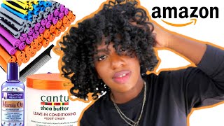 I Tried Amazon Perm Rods On My Relaxed Hair  Perm Rod Set Review  Curly Hairstyles [upl. by Acul]