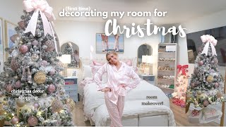 FIRST TIME DECORATING MY ROOM FOR CHRISTMAS 2024 room makeover  room tour [upl. by Nerak822]