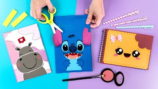 5 IDEIAS PARA CUSTOMIZAR CADERNOS PARA VOLTA ÀS AULAS 📚 Stitch Galaxia Kawaii e mais [upl. by Ativoj]