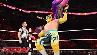 The Prime Time Players amp The Lucha Dragons vs The New Day amp Los Matadores Raw – 17 August 2015 [upl. by Kcirdot]