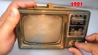 Restoration Mini TV produced in 1981 Antique television restore Restore old Mini TV [upl. by Atikel]