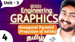 Hexagonal Pyramid in Tamil GE3251 Engineering Graphics in Tamil Unit 3 Projection of Solids Tamil [upl. by Sascha]