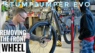 Specialized Stumpjumper Evo Comp Alloy Removing The Front Wheel [upl. by Halak]