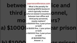 Penalty for violating RESPA Section 8 nmls nmlstestprep 271 [upl. by Illyes]