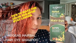 AUGEAS HERBAL HAIR DYE SHAMPOO PART 2 RED WINE COLOR  REVIEWS [upl. by Clovah]