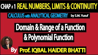 Ch1  Domain and Range of a Function amp Polynomial Function  Calculus by SM YusufLec 14 in Hindi [upl. by Nosaj]