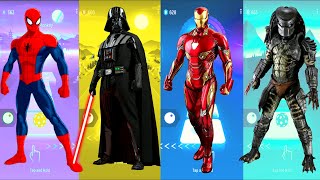 Spiderman 🆚 Darth Vader 🆚 Iron Man 🆚 Predator  Marvel Heroes  Tiles Hop Fun Ball [upl. by Markiv]