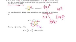 Ep22 Inversely Proportional  Find the value of y when this value of x is decreased by 60 [upl. by Sophey]