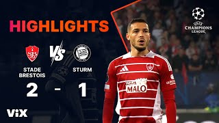 Stade Brestois 29 vs SK Sturm Graz  Game Highlights  UEFA Champions League 202425  ViX [upl. by Kauppi]