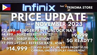 INFINIX PRICE UPDATE NOVEMBER 2023 ₱3499 FINGERPRINT UNLOCK NA 9999 5G NA BUDGET GAMING PHONE [upl. by Daphene]