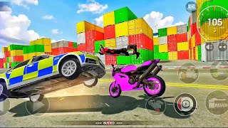 Xtreme motorbike impossible accident driving city road with police carxtream motorbike offline game [upl. by Aura884]