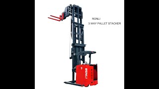 3 way pallet stacker RONLI 3way VNA aiselforkliftagvwarehouse [upl. by Ybsorc]