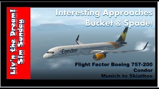 Flight Factor Boeing 757200 Condor from Munich to Skiathos in XPlane 11 [upl. by Ttekcirc]