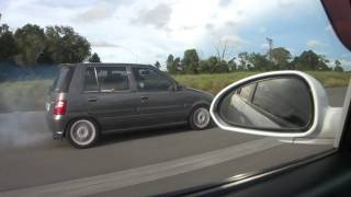 4G18 Proton waja vs TD04 kancil  Lutong airport miri drag [upl. by Ajad741]