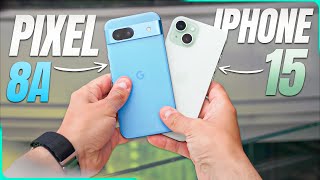 CUESTA LA MITAD y VAS A FLIPAR Pixel 8a vs iPhone 15 [upl. by Bonilla95]