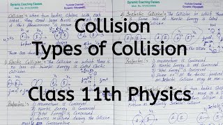 Collision  Types of Collision  Chapter 5  Work Energy and Power  Class 11 Physics [upl. by Elleynod]