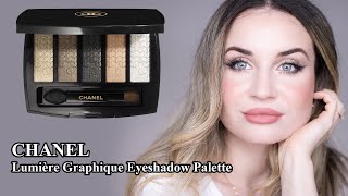 Makeup Review amp Swatches  CHANEL  Lumière Graphique Eyeshadow Palette  Chanel Holiday 2023 [upl. by Sothena]