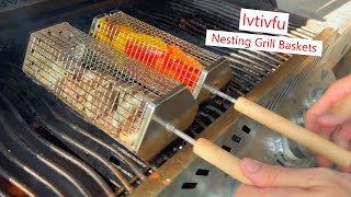 Ivtivfu Nesting Grill Baskets great for grilling all sorts grill grilling baskets [upl. by Lesnah242]