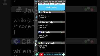 Compare 4 Major Coding Languages to see How they use while Loops coding programming [upl. by Anauqahc]