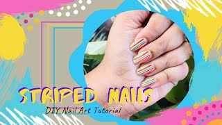 Striped Nails  DIY Nail Art Tutorial [upl. by Ignatz40]