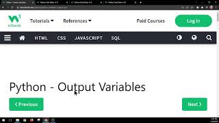 W3schools Python Output Variables [upl. by Romelle]