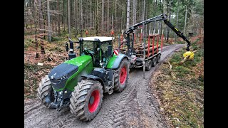 🌲4K Fendt 1050 Vario amp Tridem TimberTrailer • The biggest Fendt • Forstbetrieb Aichholz • Logger🌲 [upl. by Noemis]