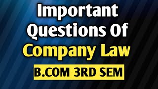 Important Questions Of Company Law  Company Law Important Questions  BCom 3rd Sem  2nd Year [upl. by Gladdie431]