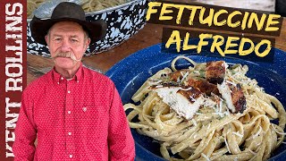 Fettuccini Alfredo with Chicken in Cast Iron [upl. by Nerraw758]