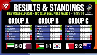 🔴MD6 FIFA World Cup 2026 AFC Asian Qualifiers Round 3 Results amp Standings Table as of 19 Nov 2024 [upl. by Peters]