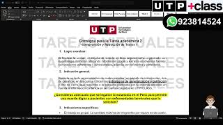 🔴 ACS11 Semana 11  Tema 01 Tarea  Tarea académica 2 TA2 REDACCIÓN DE TEXTOS 1 UTP 923814524 [upl. by Brazee]