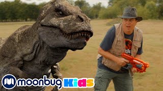 TRex Dinosaur amp Park Ranger Aaron in Jurassic Adventure  TRex Ranch  Dinosaur Videos for Kids [upl. by Esimehc]