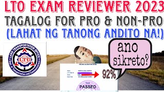 LTO EXAM REVIEWER 2023 TAGALOG FOR PRO amp NONPRO ALL QUESTIONS IN😊 [upl. by Engamrahc806]