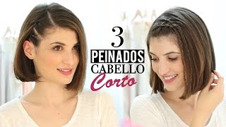 3 Peinados fáciles para cabello corto [upl. by Nagirrek]