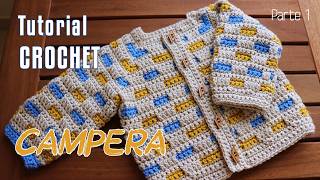 Como tejer una campera o chaqueta para niño  Paso a paso Crochet 13 [upl. by Scheers]