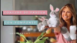 DIY CONEJOS de ESTAMBRE pompones  Luz Blanchet [upl. by Caneghem]