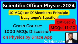 Scientific Officer Physics D Alemberts principle amp Lagranges Equation [upl. by Lamar]