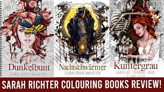 Sarah Richter Colouring Books Review  Dunkelbunt Nachtschwärmer Kuntergrau [upl. by Hymen]