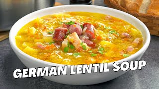 German LENTIL SOUP in 30 Minutes Linsensuppe – EASY SAUSAGE LENTIL SOUP Recipe by Always Yummy [upl. by Ashatan]