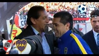 Saludo entre quotRamónquot y quotRománquot River  Boca Torneo Inicial 2013 Fecha 10 Fútbol Para Todos [upl. by Orms]