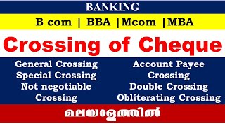 Crossing of Cheque  Meaning  Types of crossing4th semester bcomBanking and Insurance [upl. by Antipas]