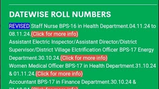 SPSC Update II Interview Schedule II Staff Nurse BPS16 II Health Department lI Govt jobstrending [upl. by Lotty]