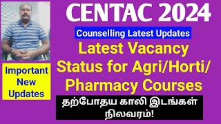 CENTAC 2024  Latest Vacancy Status for AgriHortiPharmacy Courses ktvschool neet [upl. by Ahsiym]