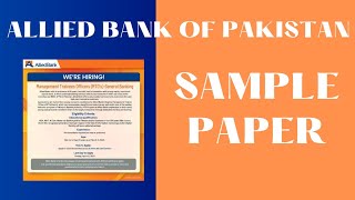 Allied Bank Of Pakistan Allied Bank MTO Job 2023 Test Sample Paper [upl. by Haberman39]