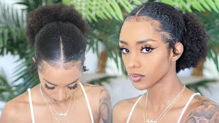 SLEEK LOW BUNPUFF ON NATURAL HAIR TUTORIAL [upl. by Vey]