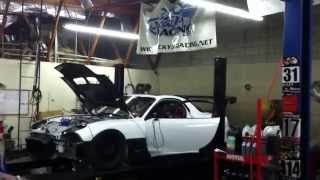 RX7 Race Car 727 Dyno 13B Stock Ports 401 HP 356 Ftlb at 17 psi [upl. by Arriaes811]